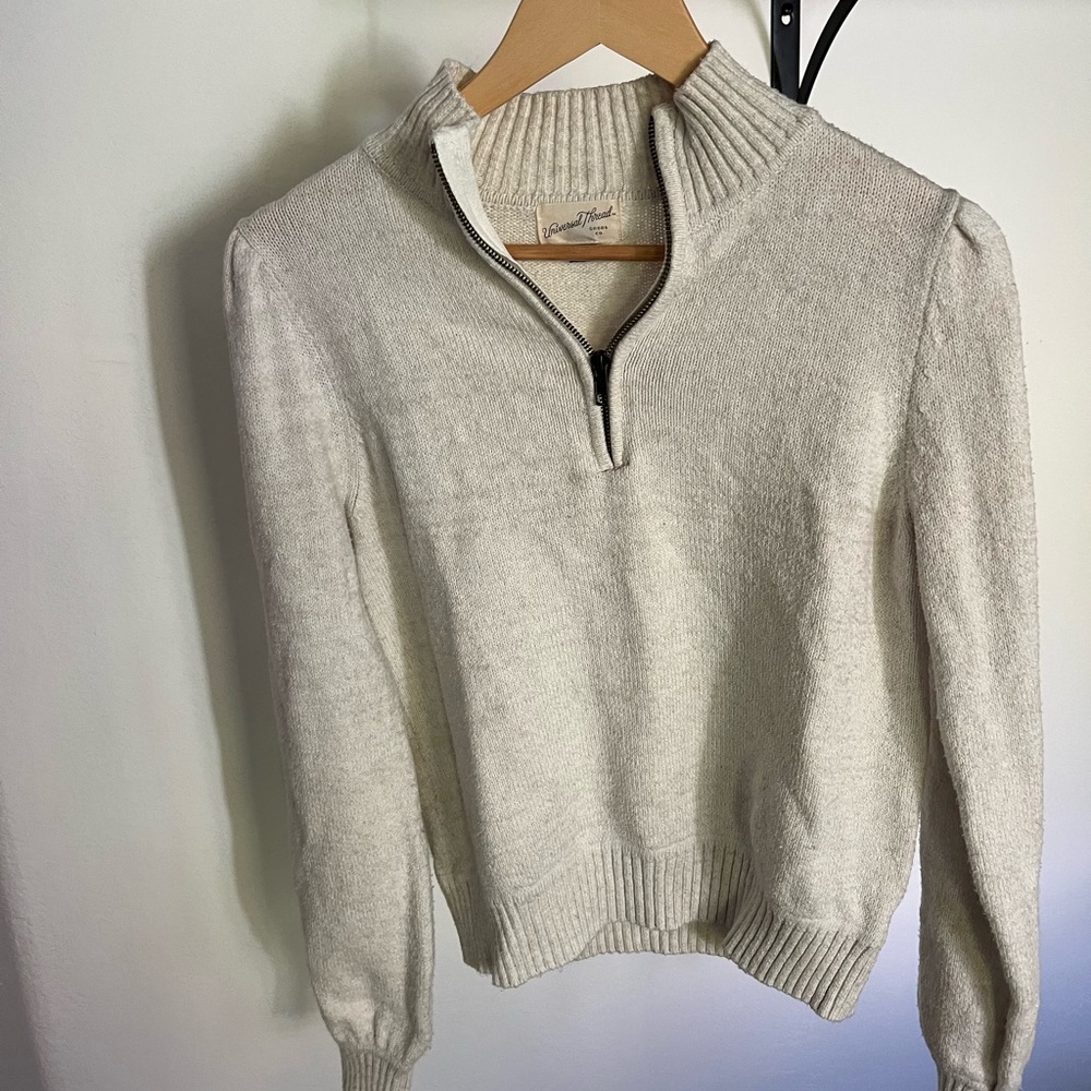 Cream quarter zip sweater